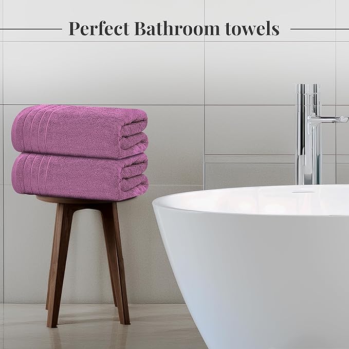 Tens Towels Pack of 4 Extra Large Bath Towels 30 x 60 Inches, 100% Cotton, Larger & Lighter Weight, Quicker to Dry, Super Soft and Absorbent, Perfect for Bathroom, Purple