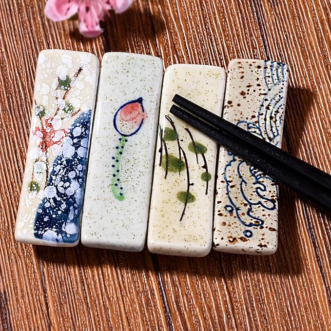 Japanese Style Chopstick Holder Set of 4 Pcs Ceramic Chopstick Stand Rest Tableware Kitchen Tools