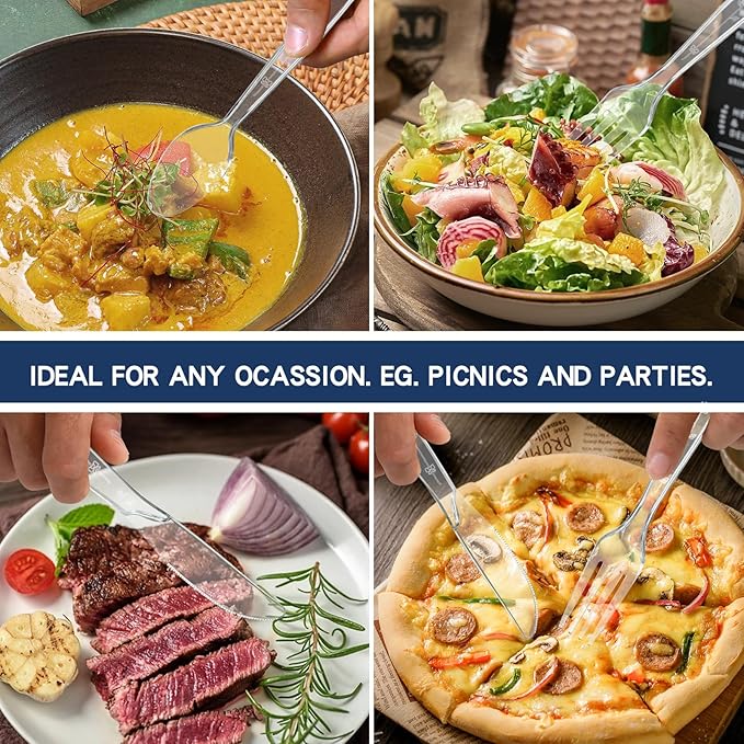 350 Count Clear Plastic forks, Extra Heavy Duty Plastic Forks, Premium Disposable Forks, BPA-Free stainless steel fork disposable for Party Supplies, Weddings and Everyday Use