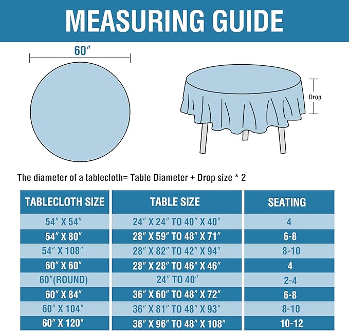 H.VERSAILTEX Linen Textured Table Cloths Round 60 Inch Premium Solid Tablecloth Spill-Proof Waterproof Table Cover for Dining Buffet Feature Extra Soft and Thick Fabric Wrinkle Free, Teal