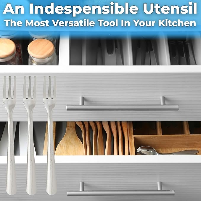 Super Durable, Elegant Mini Cocktail Forks 24 Pcs. Stainless Steel Tasting or Sampling Fork Set for Hors D'Oeuvres, Appetizers, Mussels, Crab. Small Metal Flatware Is Great for Restaurants and Events