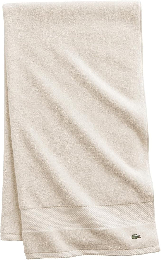 Lacoste Heritage 100% Supima Cotton Bath Towel, Chalk, 30" x 54" – Highly Absorbent & Quick Drying, Premium Super Soft Bath Towel, Bathroom Essential, Gift for All Occasions, Machine Washable