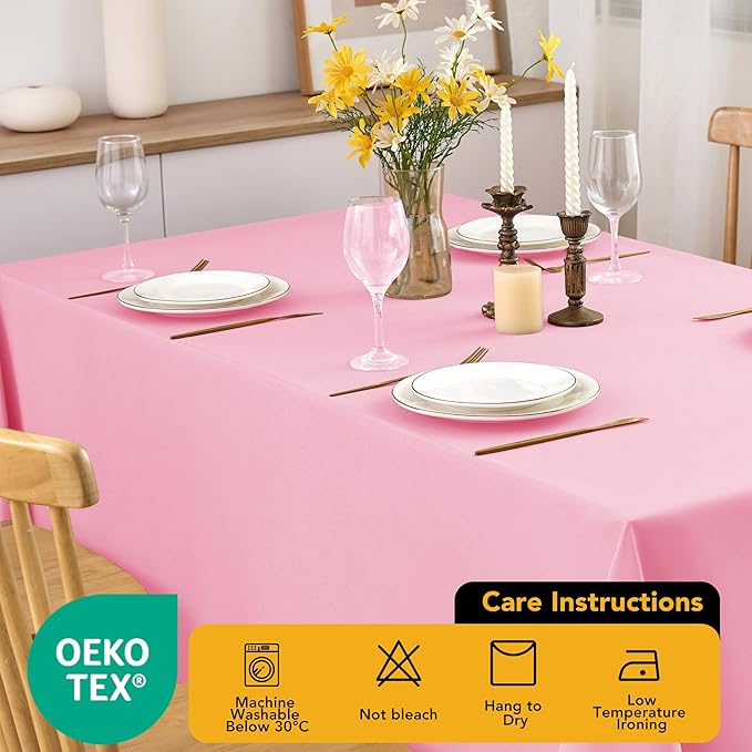 6-Pack Pink Tablecloths for Square Tables, 70 x 70 Inches, Stain-Resistant Polyester Fabric for 3 Foot Tables - Washable Table Covers for Weddings, Banquets, Birthday Parties, Events