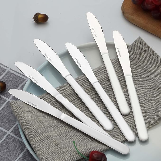 36 Pieces Dinner Knives Set, 8.1 Inches Table Knives Set, Durable Butter Knife, Food Grade Stainless Steel Dinner Knife, Cost-effective Silverware - Mirror Polished, Dishwasher Safe