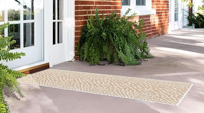 Unique Loom Outdoor Collection Area Rug - Cape Town (2' x 6' 1' Runner, Dark Beige/ Ivory)