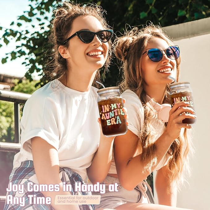 Christmas Day Gifts for Auntie from Niece - Mother’s Day Birthday Gifts for New Auntie, To Be Auntie, Aunt Announcement, Promoted To Aunt - 16 Oz Can Coffee Glass