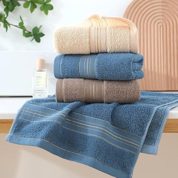 2 Pack Hand Towels for Bathroom - 100% Cotton Decorative Soft & Highly Absorbent Towel Set for Face, Spa, Gym, Kitchen, Hotel, 13x30 Inch (Beige - 2 Pack)