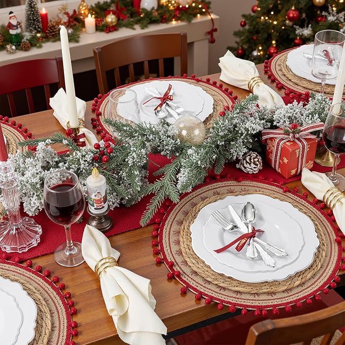 WDF 360 Pieces Silver Plastic Silverware- Disposable Flatware - Heavyweight Plastic Cutlery- Includes 120 Forks, 120 Spoons, 120 Knives for Christmas