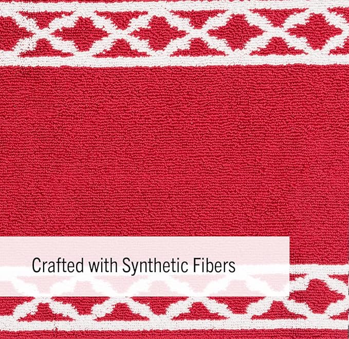 Nautica – Runner Rug | Indoor Runners for Hallways and Entry Rugs| Non-Slip and Non-Skid Entry and Kitchen Door Mat| Machine Washable Entryway Carpet Rugs | 26” x 72” | Trellis Red