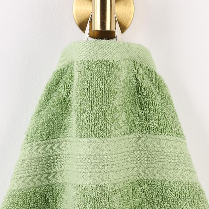 Superior Eco-Friendly Cotton 12-Piece Face Towel/Washcloth Set, Small, Fast Drying Towels for Face, Spa, Resort, Hotel, Hand, Shower, Guest Bathroom, Home, Airbnb, Apartment Essentials, Terrace Green