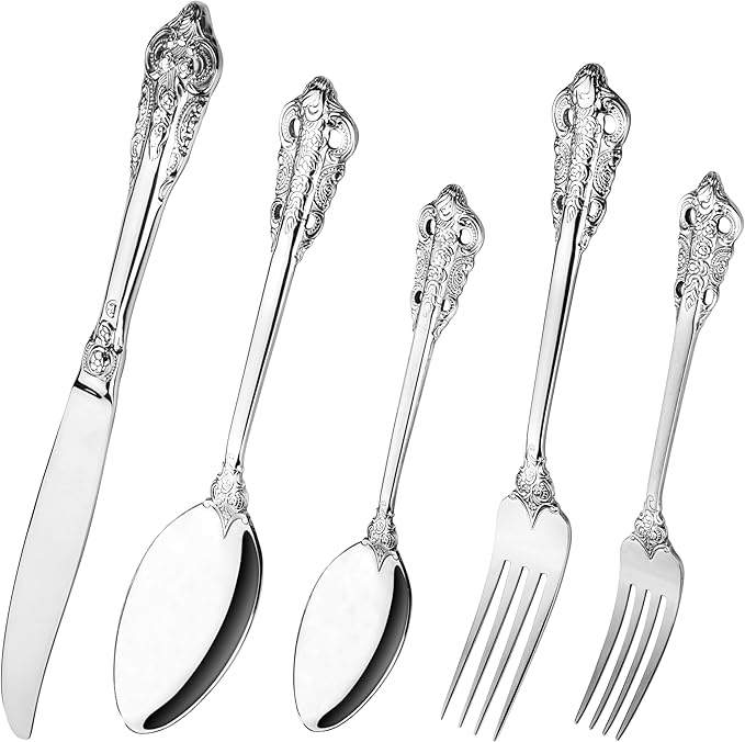 Royal Design Flatware, Silverware Set for 8 persons, 40 Piece - Spoons, Forks, and Knives 18/10 Stainless Steel, Dishwasher Safe