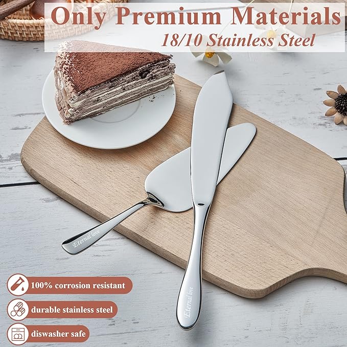 Cake Cutting Set for Wedding, Personalized Custom Engraved Cake Knife and Server Set, Classic Design 18/10 Stainless Steel Pie Cakes Serving of 2 Piece