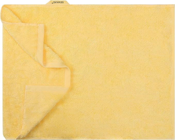 SEMAXE Hand Towel for Bathroom, 100% Combed Cotton Towel with Hanging Loop, Hotel Quality Absorbent Towel, Solid Colored Simple Style, 1 Pc Yellow Hand Towel, 550 GSM, 27" L x 16" W