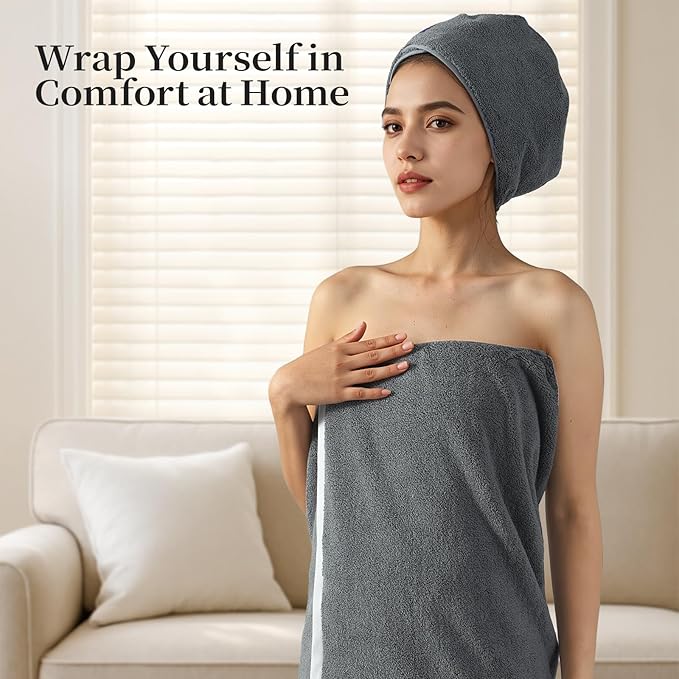 REDKISS 6 Pack Cotton Towel Set with Luxury Embellished Border, 600 GSM Ultra Soft & Highly Absorbent Bath Towels Set with 2 Bath, 2 Hand, 2 Washcloths for Bathroom, Gym, Spa, Hotel, Light Grey