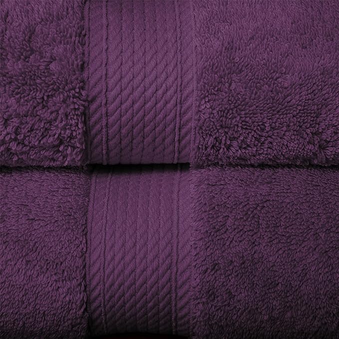 Superior Egyptian Cotton Pile 10 Piece Towel Set, Includes 2 Bath, 4 Hand, 4 Face Towels/Washcloths, Ultra Soft Luxury Towels, Thick Plush Essentials, Guest Bath, Spa, Hotel Bathroom, Plum