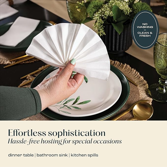 2000-Pack Servietto Disposable Linen-Feel Guest Towels - Disposable Cloth-Like Hand Towels - Soft and Absorbent Paper Napkin for Kitchen, Bathroom, Party, Wedding, Or Event