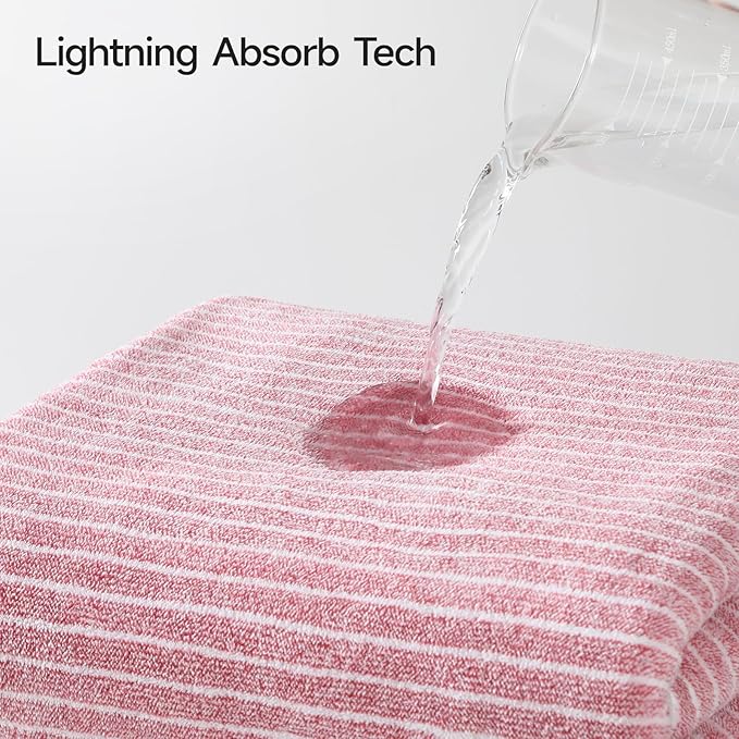 REDKISS Ultra Soft Bath Towels Set of 6 Large 35"x70" | 100% Microfiber, Highly Absorbent & Quick Dry | Pink Towels for Bathroom, Spa, Gym | 2 Bath, 2 Hand, 2 Washcloths