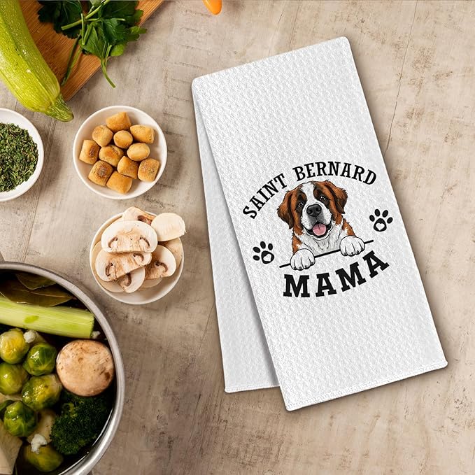 Saint Bernard Kitchen Towels, Dog Mama ST Saint Bernard Gifts for Women & Dogs Moms, Dog Lover Gifts Decorative Hand Towels for Bathroom, 16x24 Inch