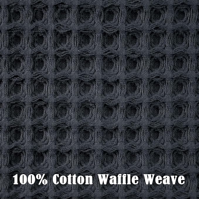 Jacquotha Waffle Hand Towels for Bathroom 5-Piece (Charcoal Blue) – Cotton Quick Dry Lint Free Face Towels 13” x 29”