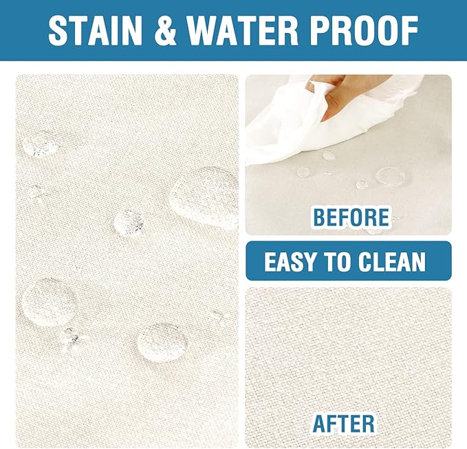 H.VERSAILTEX Linen Textured Tablecloth 60 x 60 Waterproof Decorative Table Cloth Spill-Proof Linen Look Cover for Party Table Extra Soft and Thick Fabric Wrinkle Free, Heather Ivory