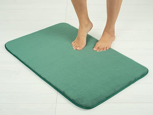 American Soft Linen 21x32 Fluffy Foamed Slip Reducer Bath Rug, Machine Washable Area Bath Mat Rugs for Bathroom, Colonial Blue