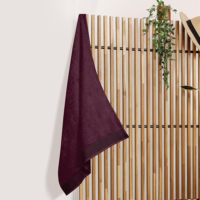Belizzi Home Cotton 2 Pack Oversized Bath Sheet 35 x 70, Large Bath Sheet, Ultra Absorbent, Compact, Eco-Friendly and 100% Recyclable, Quick Drying and Lightweight Towel - Burgundy