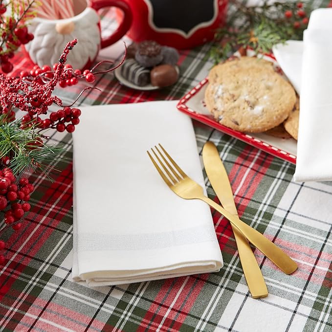 DII Holiday Dining Table Linen Sparkle Metallic Kitchen Décor, Napkin Set, 20x20, Silver Metallic Stripe, 6 Piece