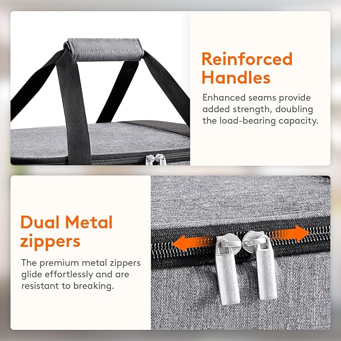 Lifewit Double Decker Insulated Casserole Carrier for Hot or Cold Food, Casserole Dish Carrying Case, Lasagna Holder for Potluck Parties/Picnic/Cookouts, Fits 9"x13" Baking Dish, Grey