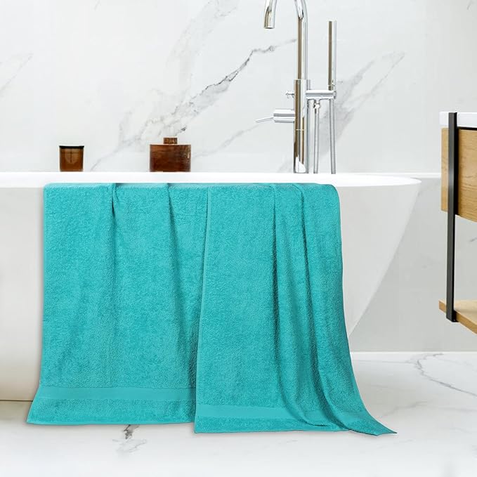 Superior 2-Piece Cotton Bath Sheet Set, Large Towels for Body, Quick Dry, Bathroom Essentials, Guest/Master Bath, Shower, Home Accessories, Apartment, Airbnb, Franklin Collection, Turquoise