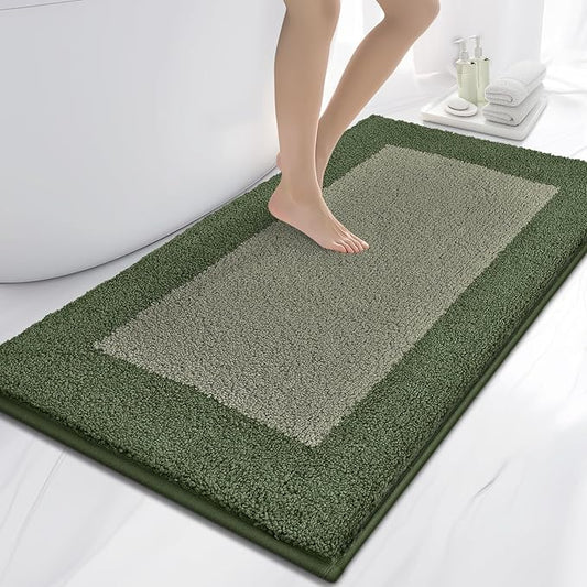 Bathroom Rugs 30" x 60", Non-Slip Extra Soft Absorbent Bath Rugs, Machine Washable Quick Dry Bath Mats for Bathroom Floor, Shower, Bathtub and Sink, Sage Green & Budding Green