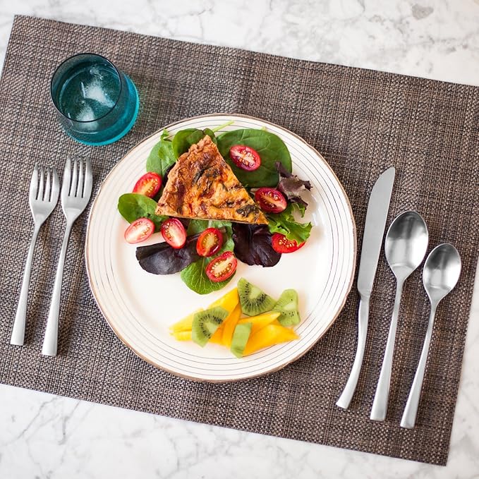 Knork Curve Collection Flatware Set (20 Piece), Service for 4, Matte Silver