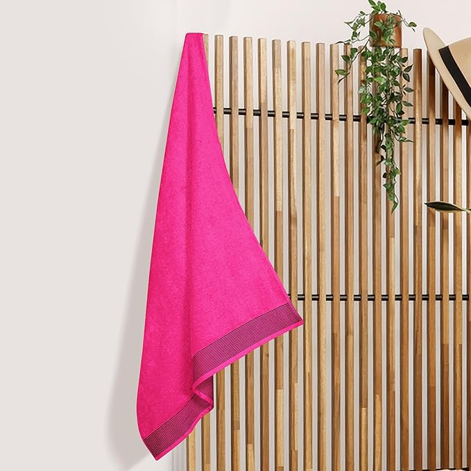 Belizzi Home Cotton 2 Pack Oversized Bath Sheet 35 x 70, Large Bath Sheet, Ultra Absorbent, Compact, Eco-Friendly and 100% Recyclable, Quick Drying and Lightweight Towel - Hot Pink