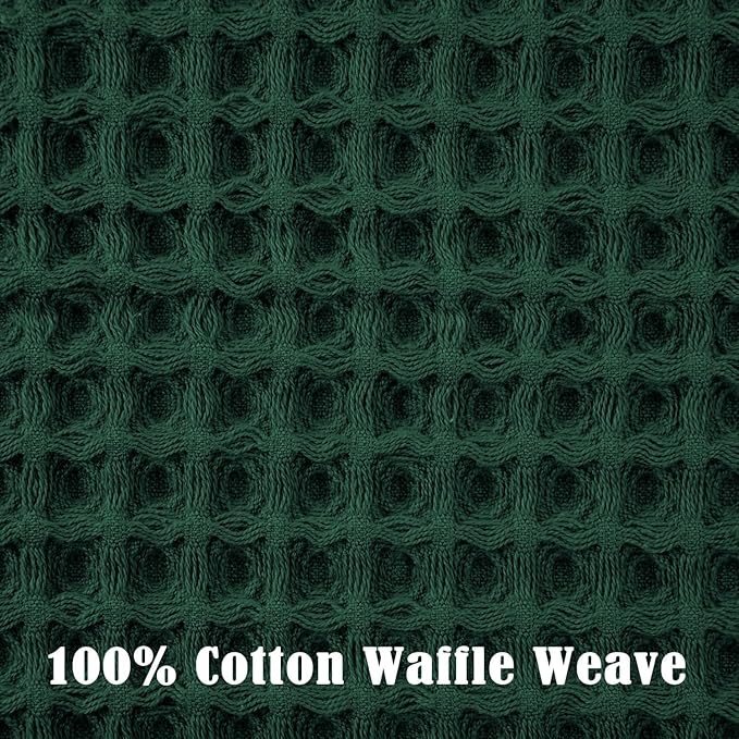 Jacquotha Waffle Hand Towels Set of 5 (Hunter-Green) – Cotton, Quick Dry, Lint Free, 13” x 29”, Christmas Bathroom Decor & Kitchen Towels
