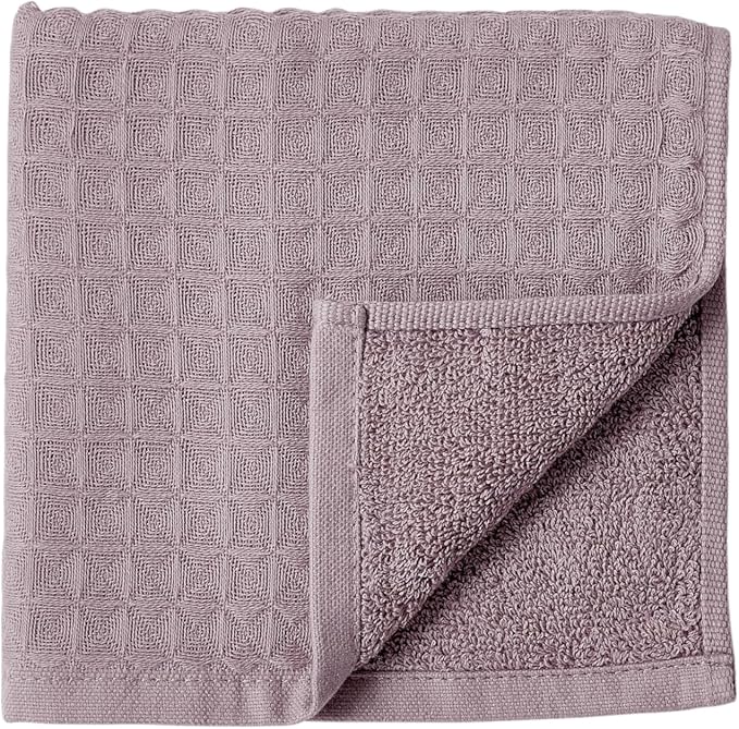UCHINO Waffle Twist Cotton Weave Washcloth Towel for Bathroom Lightweight Absorbent Quick Dry Honeycomb Texture Solid Terry Loop Reverse 13" x 13", 1 Wash Cloth, Orchid Purple