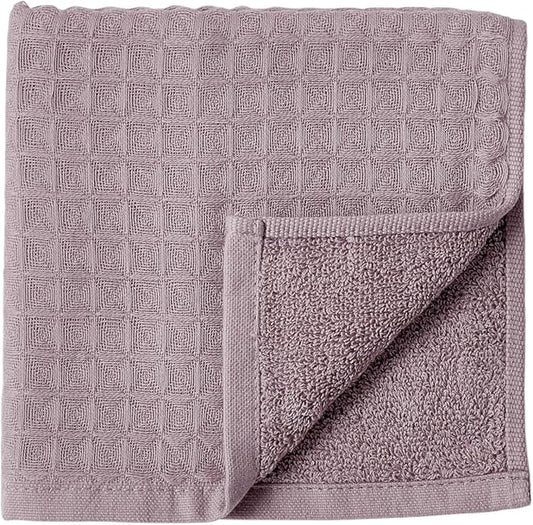 UCHINO Waffle Twist Cotton Weave Washcloth Towel for Bathroom Lightweight Absorbent Quick Dry Honeycomb Texture Solid Terry Loop Reverse 13" x 13", 1 Wash Cloth, Orchid Purple