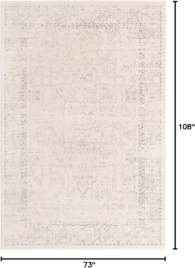 Unique Loom Isabella Collection Area Rug - Adjani (6' 1" x 9' Rectangle, White/ Blue)