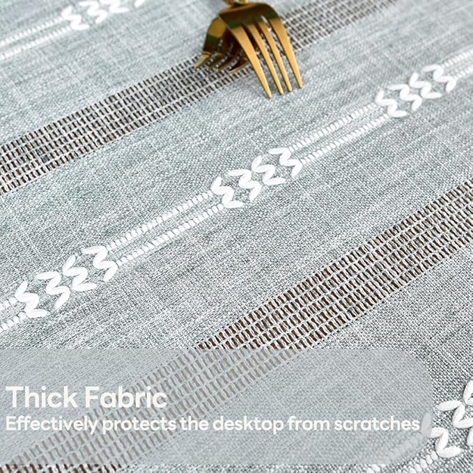 Heavy Duty Cotton Table Cloth for Rectangle Table Gray Rectangular Farmhouse Vintage Tablecloth Washable Rustic Table Cover (Gray, Rectangle, 52''x 86'', 6-8 Seats)