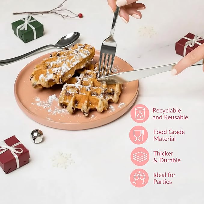 Prestee 600 Piece Plastic Silverware Set - 200 Silver Plastic Forks, Spoons and Knives - Heavy-Duty Utensils - Reusable and Disposable Cutlery Set for Weddings, Thanksgiving, and Christmas Parties