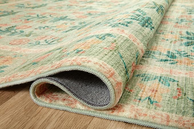 Loloi Rifle Paper Co. Eden Collection EDE-01 Mughal Rose Moss 5'-0" x 7'-6" Area Rug feat. CloudPile™