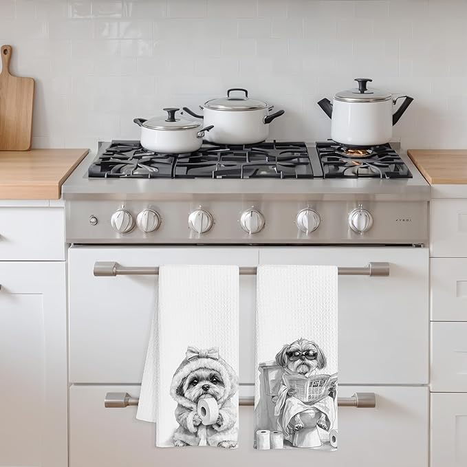 Shih Tzu Gifts Hand Towels for Bathroom Set of 2, Shih Tzu Dog Hand Towels for Washroom Bathroom Decor, 16x24 Inch