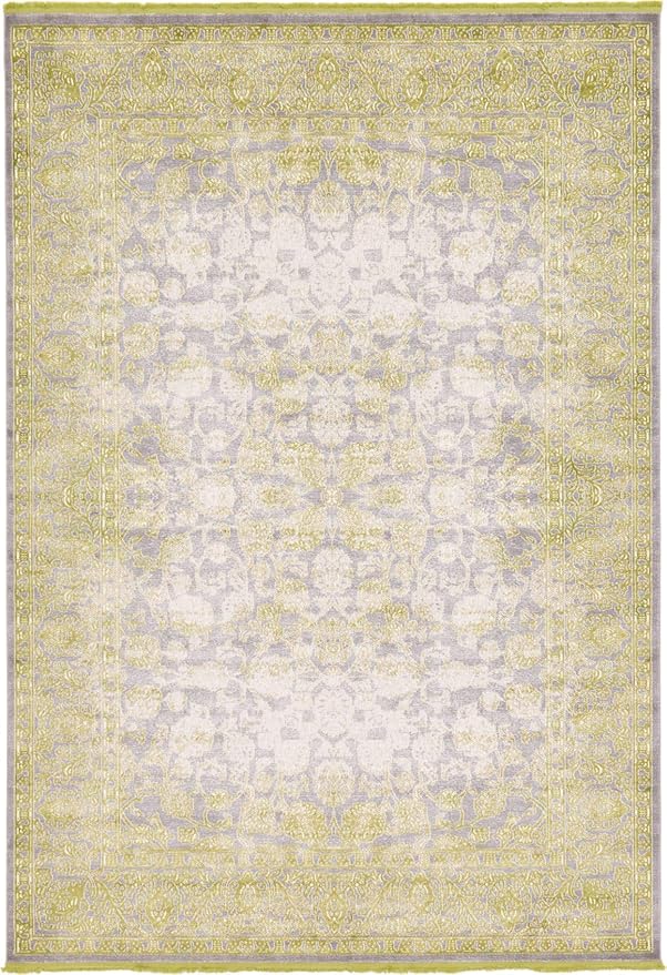 Unique Loom Traditional Classic Intricate Design Distressed Vintage Detail, Area Rug, 8' 0" x 11' 4", Light Green/Gray