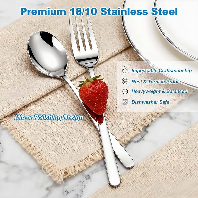 Dinner Forks, Premium 18/10 Stainless Steel Silverware Forks, 6-Piece Set - Classic & Modern Design Flatware Forks, Dishwasher Safe for Home & Restaurant Use