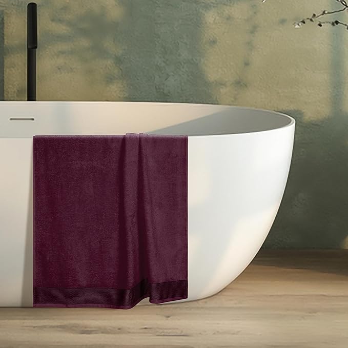 Belizzi Home Cotton 2 Pack Oversized Bath Sheet 35 x 70, Large Bath Sheet, Ultra Absorbent, Compact, Eco-Friendly and 100% Recyclable, Quick Drying and Lightweight Towel - Burgundy