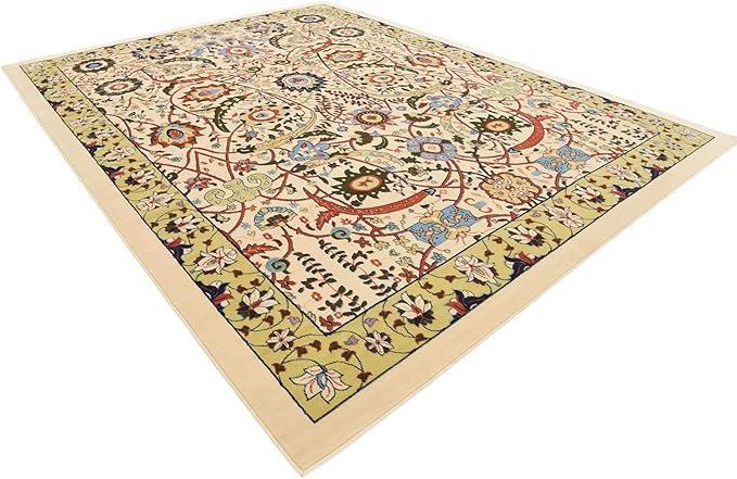 Unique Loom Espahan Collection Area Rug - Cape Cod (9' 10" x 13' 1" Rectangle, Cream/ Black)