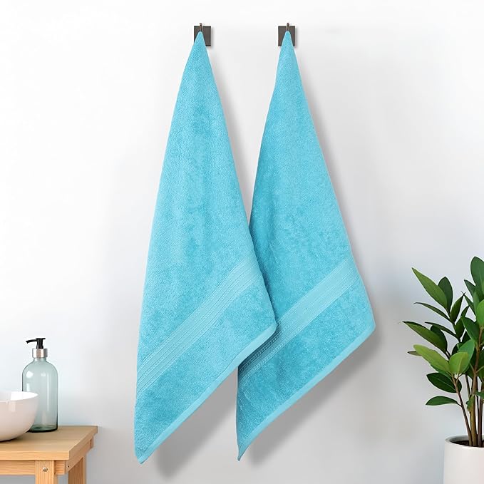Superior Eco-Friendly Cotton 2-Piece Bath Sheet Set, Oversized Towels for Adults and Kids, Body Towels for Shower, Bath, Quick Dry, Resort, Bathroom Basics, Home, Apartment Essentials, Turquoise