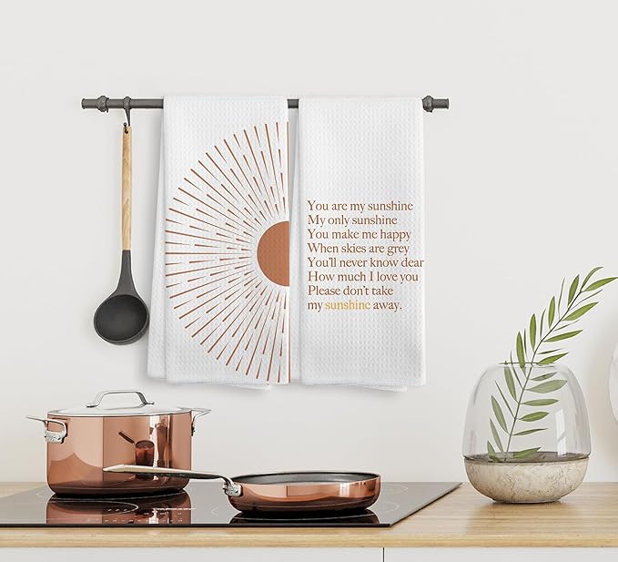 You are My Sunshine Boho Sun Sunray Sunshine Kitchen Towels and Dishcloths Sets of 2,Boho Absorbent Drying Cloth Hand Towels Tea Towels for Bathroom Kitchen,Boho Gifts for Women Girls,16×24 inches