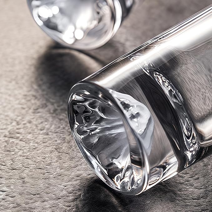 Glass Cups Set of 4 – 12oz Drinking Glasses with Mountain Base – Glasses Drinking Set & Water Glasses for Cocktails, Juice, Water – Premium Glassware for Home Bar (Crystal Mountain)