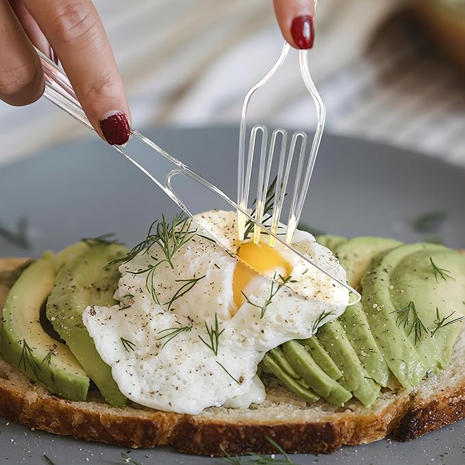 [400 Count] Heavy Duty Clear Plastic Forks Disposable Plastic Fork Bulk Utensils Reusable Cutlery Set Thick Plasticware Silverware for Party,Every Day Use,Picnic,Camping,Wedding,Barbecues