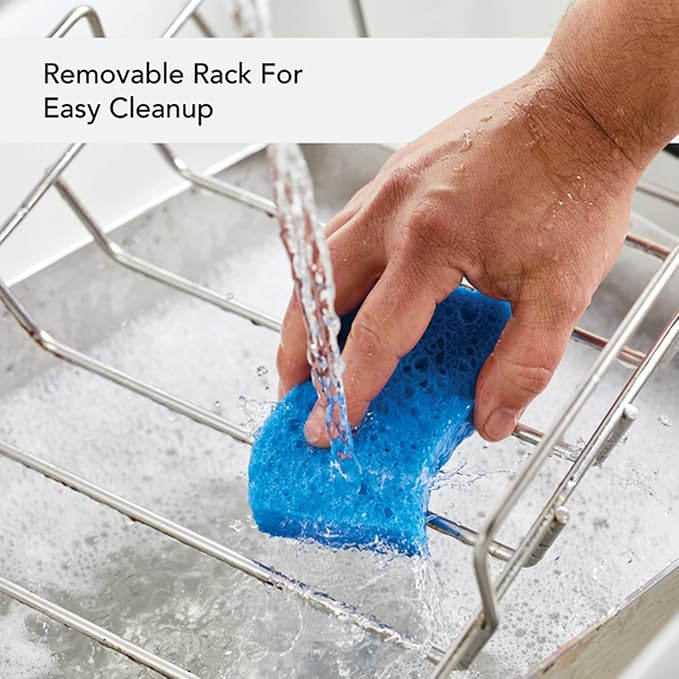 KitchenAid 5-Ply Clad Stainless Steel Roasting Pan/Roaster with Removable Rack, 15 Inch x 11.5 Inch - Polished Stainless Steel