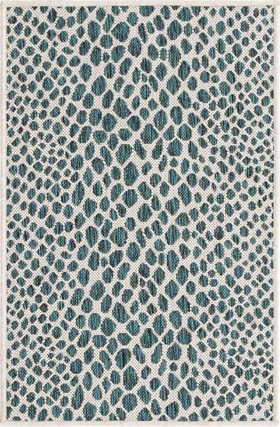 Unique Loom Outdoor Collection Area Rug - Cape Town (2' 2" x 3' 1" Rectangle, Teal/ Ivory)